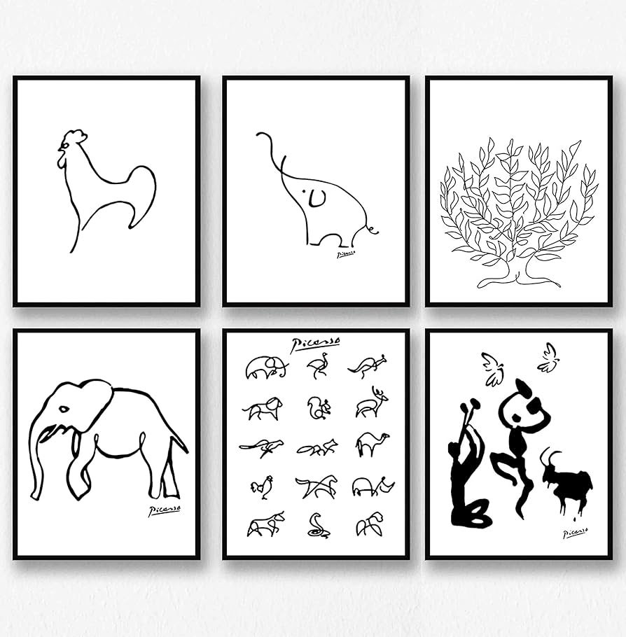 Amazon.co.jp: 壁アート 装飾 ピカソ 線画 ポスター プリント