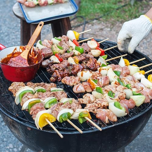 Miniatura 7 de 200 pinchos de bambú,   0.157 in  Pinchos de madera de 12 pulgadas para asar a la parrilla, barbacoa, brochetas de frutas, aperitivos, fuente de
