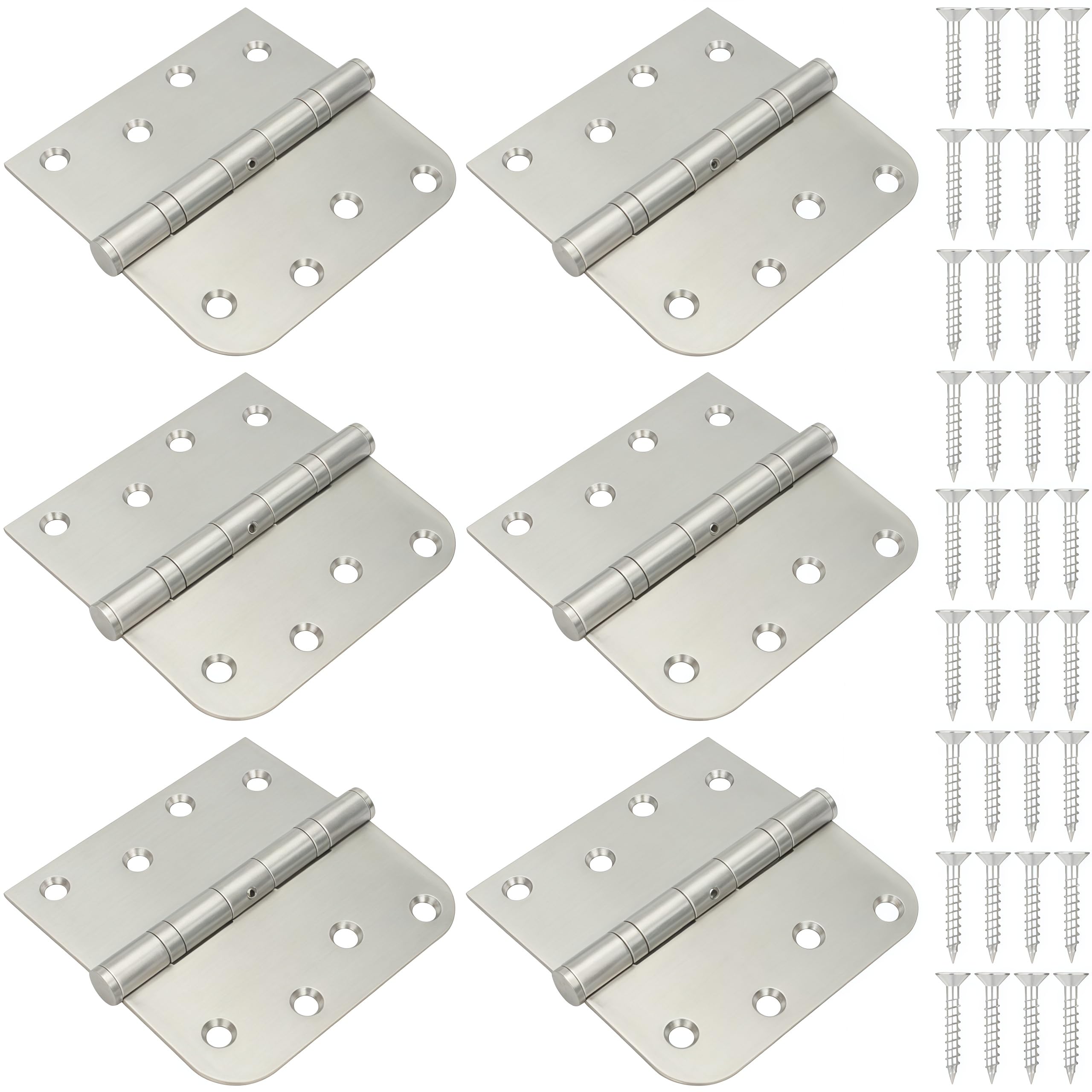 6 Piece Pack of Stainless Steel Casement Hinges Oval Corners 101*101*2.5mm