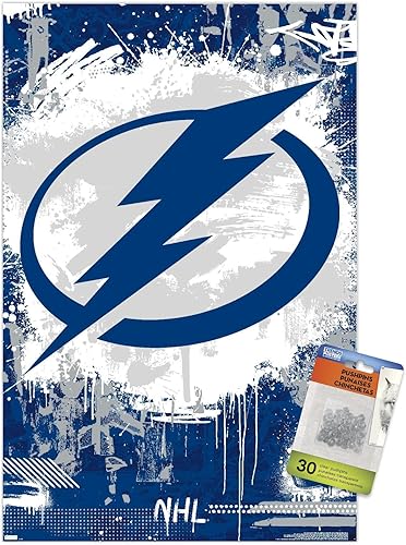 Trends International NHL Tampa Bay Lightning - Póster de pared con logotipo Maximalist 23, 14.72 x 22.37 pulgadas, paquete de póster y alfiler de