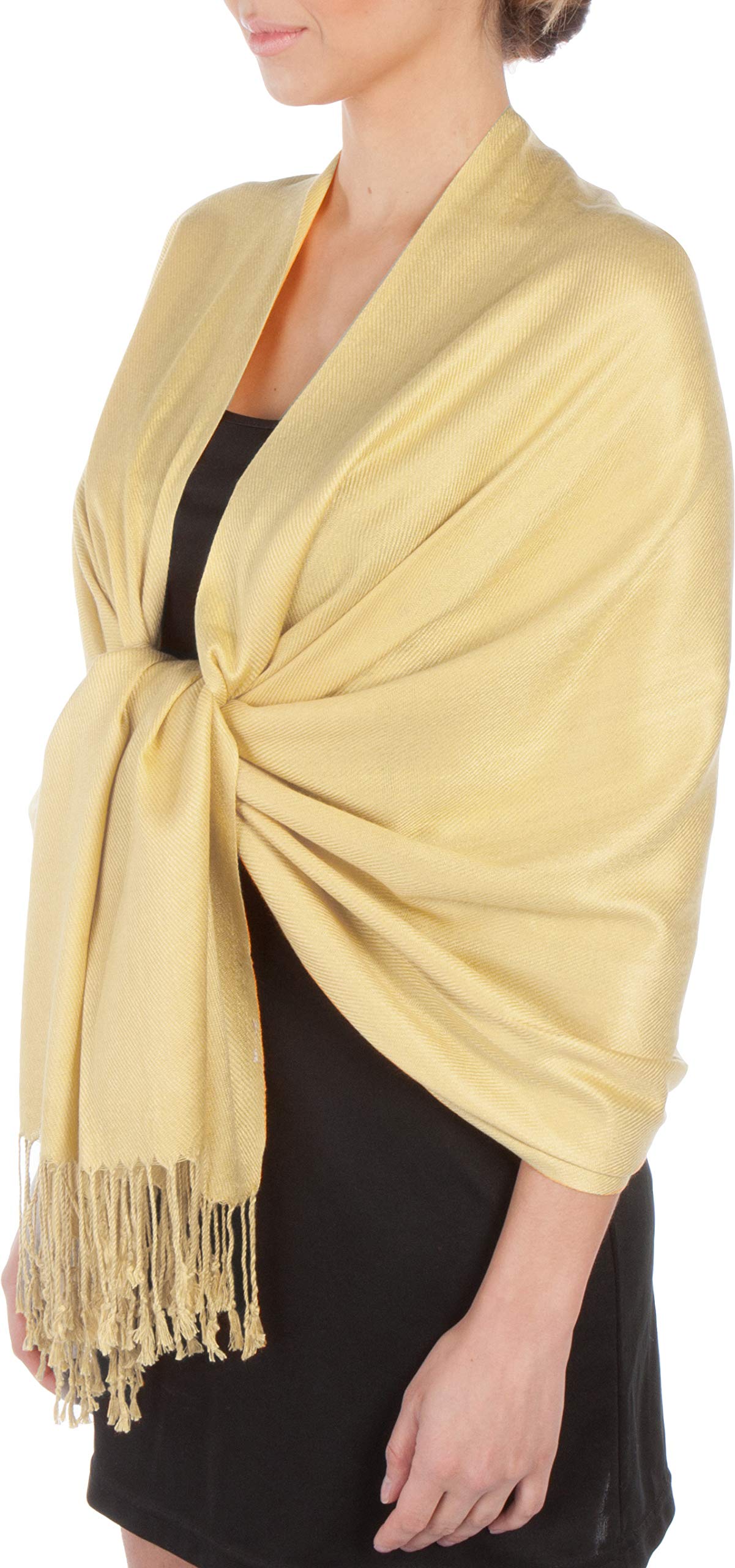 SakkasLarge Soft Silky Pashmina Shawl Wrap Scarf in Solid Colors
