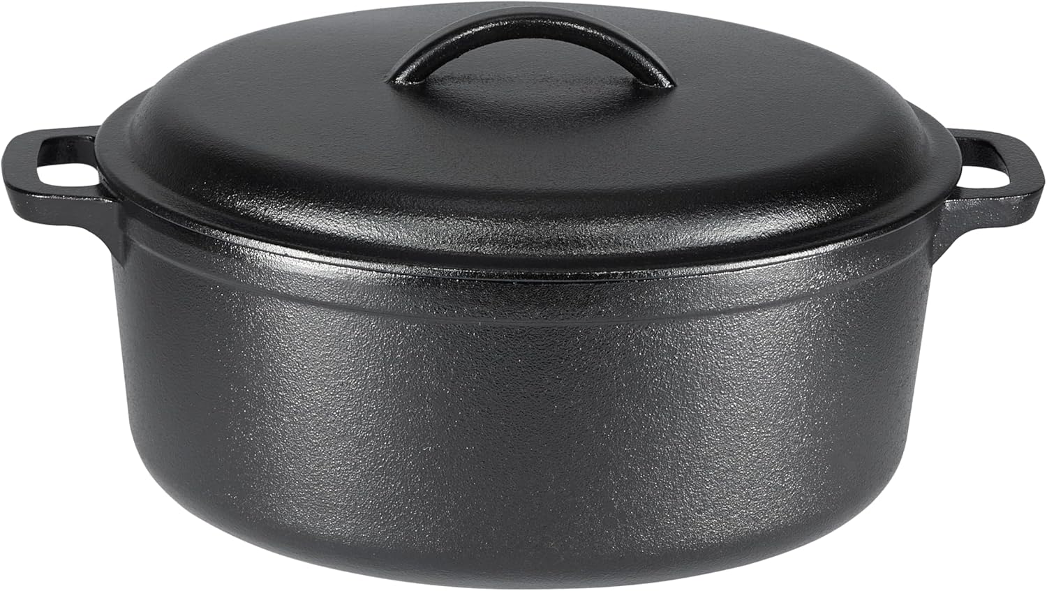 Amazon Basics Round Pre-Seasoned Cast Iron Dutch Oven Pot with Lid and Dual Handles, Heavy-Duty & Large, 7-Quart, Black - Thumbnail 2
