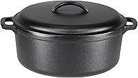 Amazon Basics 7-Quart Pre-Seasoned Cast Iron Dutch Oven with Lid & Dual Handles - Oven Safe to 500°F, Heavy-Duty Black