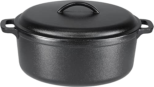 Amazon Basics Round Pre-Seasoned Cast Iron Dutch Oven Pot with