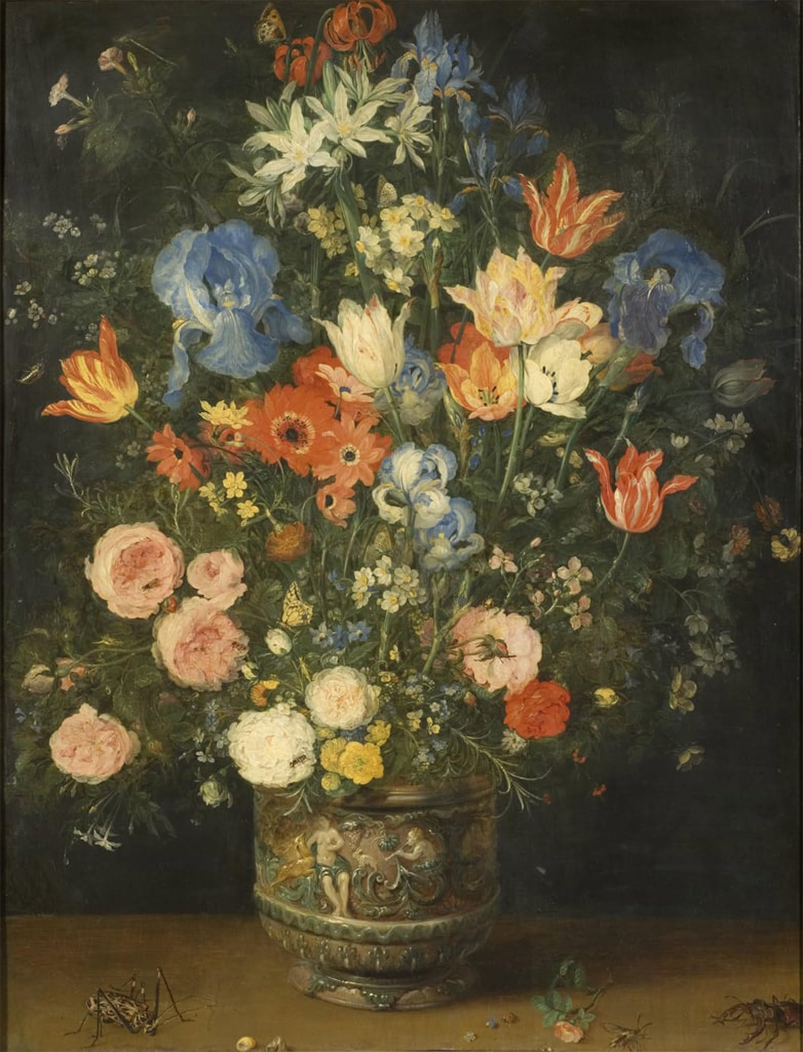 SERENDIPITP Aesthetic Poster Photo Wall Print Retro Picture Still Life with Flowers in a Sculpted Jar by Jan the Elder Brueghel Modern Wall Artwork for Home Decor 60x90cm