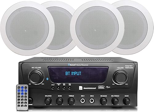 Receptor de sistema amplificador para el hogar Bluetooth de 2 Ch de 1000 vatios con USB y SD (cantidad 4) 6.5 altavoces estéreo empotrados en