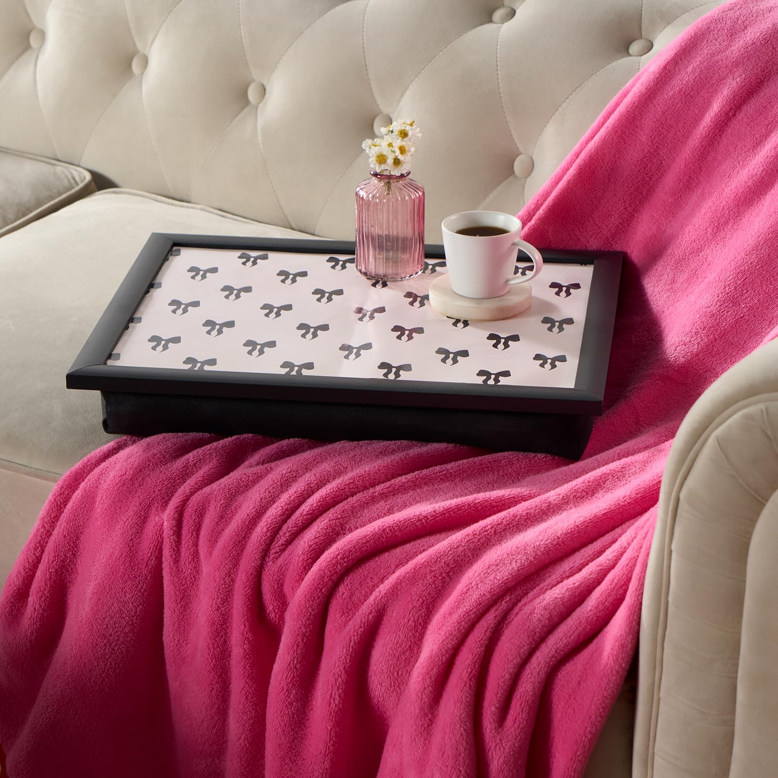 Ohs Bows Cushioned Serving Lap Tray Soft Padded Portable Lightweight from B&Q