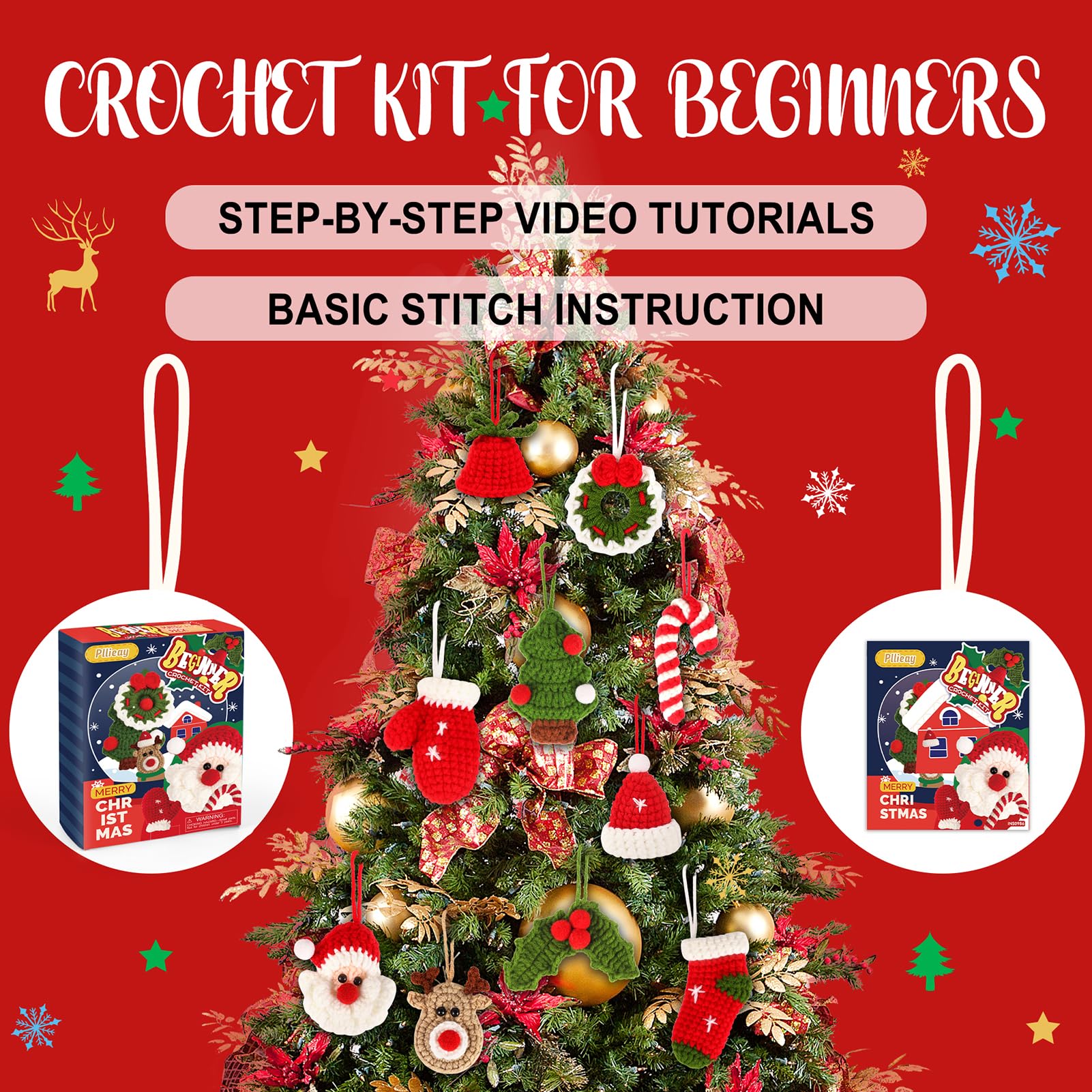 Beginner Crochet Christmas Kit - Easy DIY Craft -5