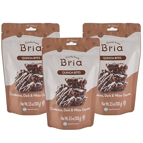 Bria Snacks - Galletas de quinoa infladas Galletas Kosher Bocadillos saludables y deliciosos, totalmente naturales, 3.5 onzas