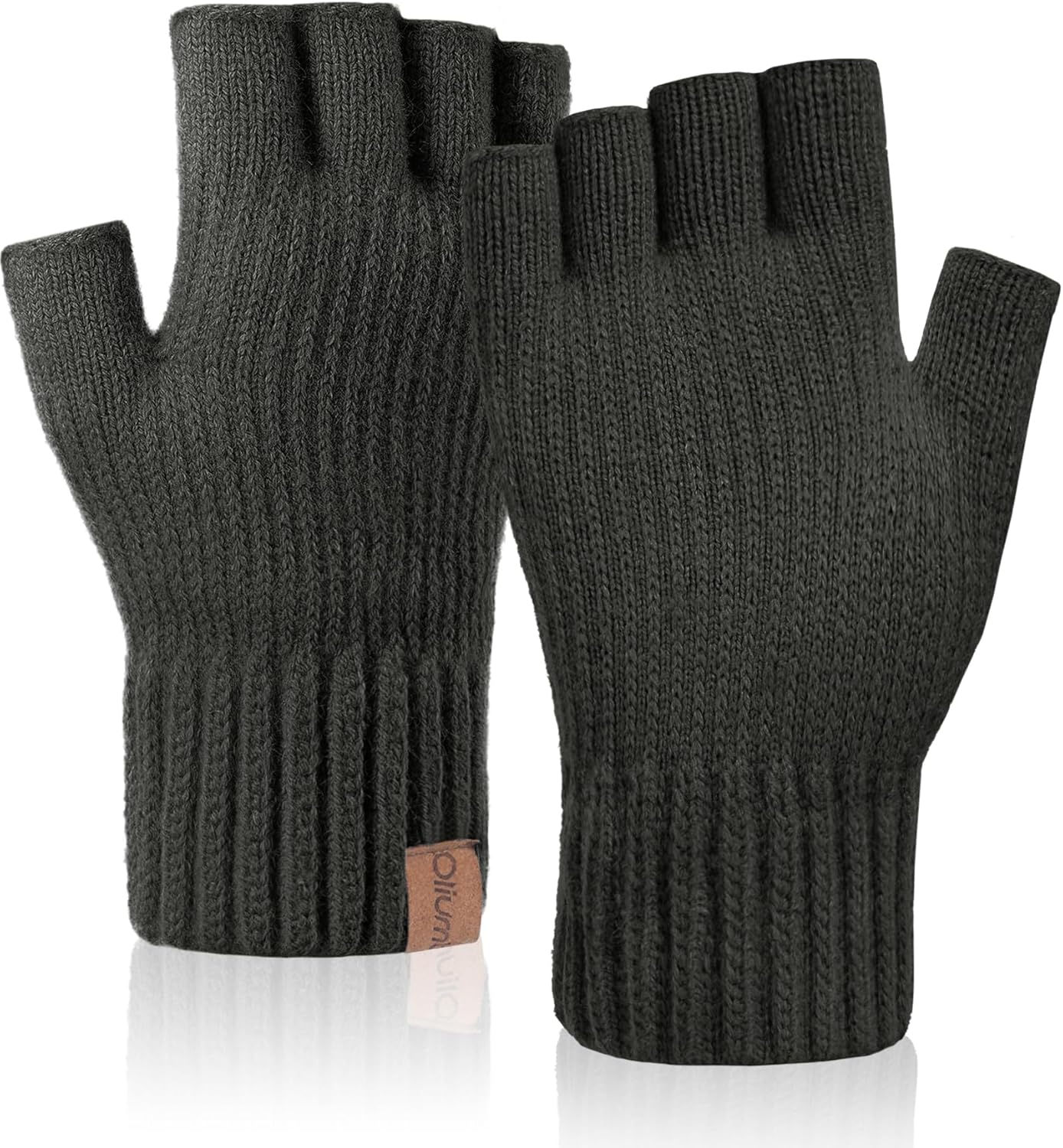 Winter Fingerless Gloves for Men Women,Warm Knitted Half Finger Gloves Driving Working Biking for Cold Weather