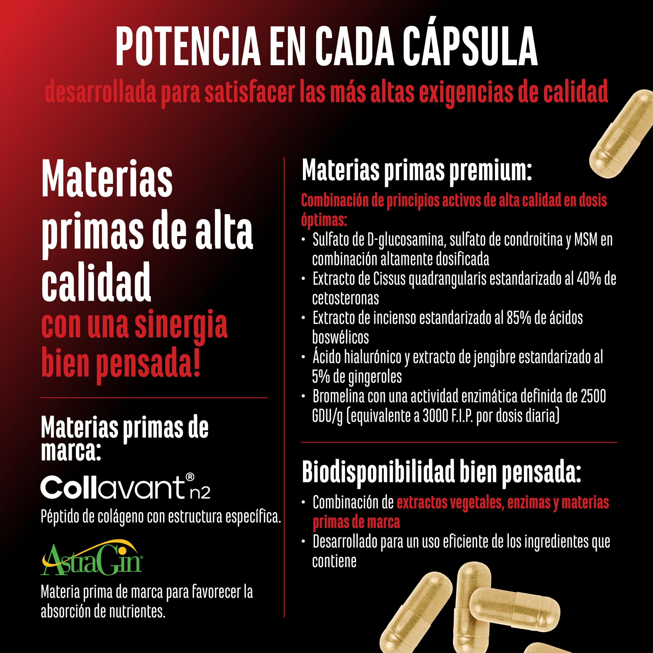 Bone Force - Complejo Articular Premium con Collavant® N2 (Colágeno Tipo II), AstraGin®, Glucosamina, MSM, Condroitina, Cissus y Acido Hialurónico - 180 Cápsulas Ultra