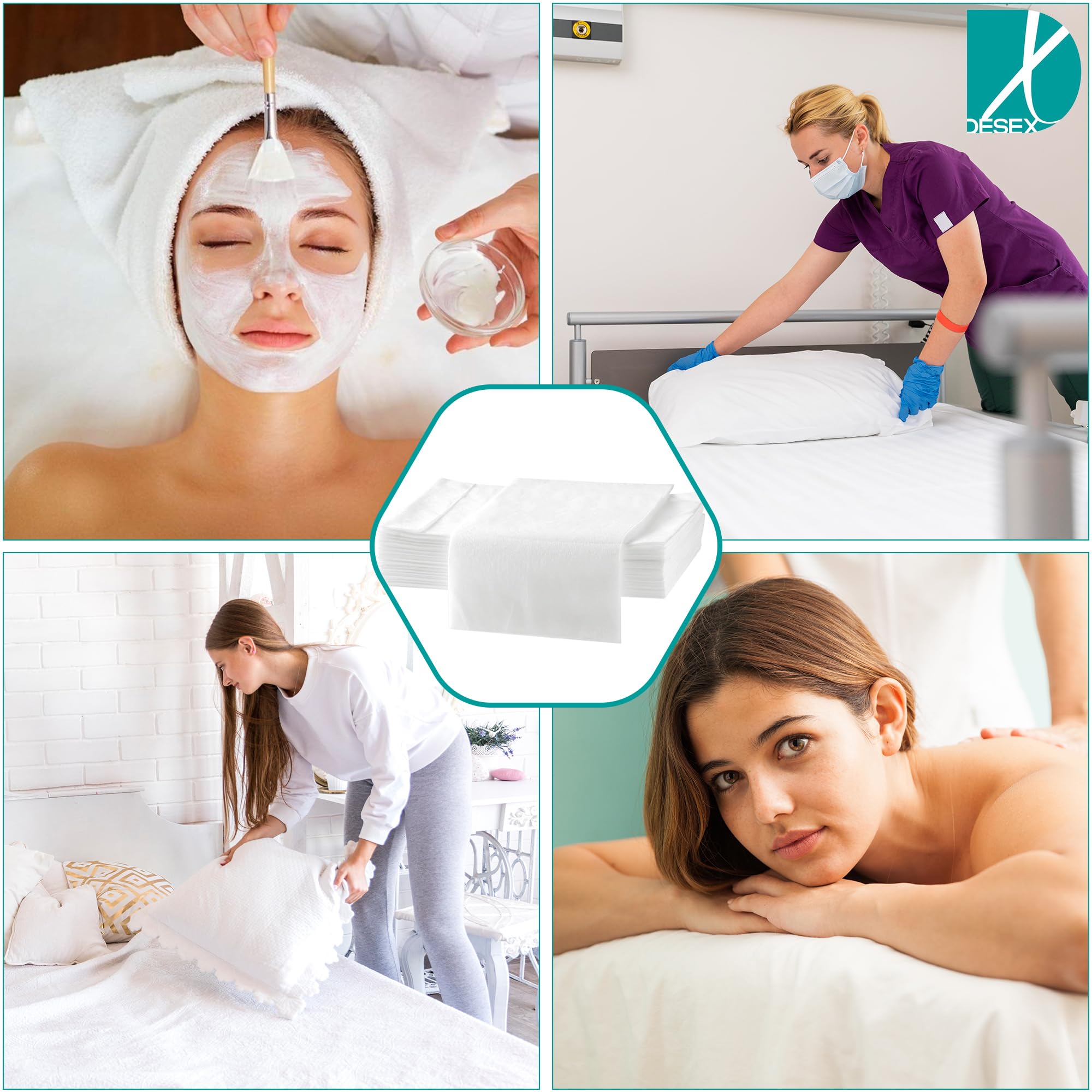 Sábanas Desechables Ajustables Camilla Masaje/Funda Camilla (20g) TNT/Sabanillas Hipoalergénicas para Clinicas, Salones de Belleza, Hoteles o Uso Personal (95x220cm, Caja 10uds)