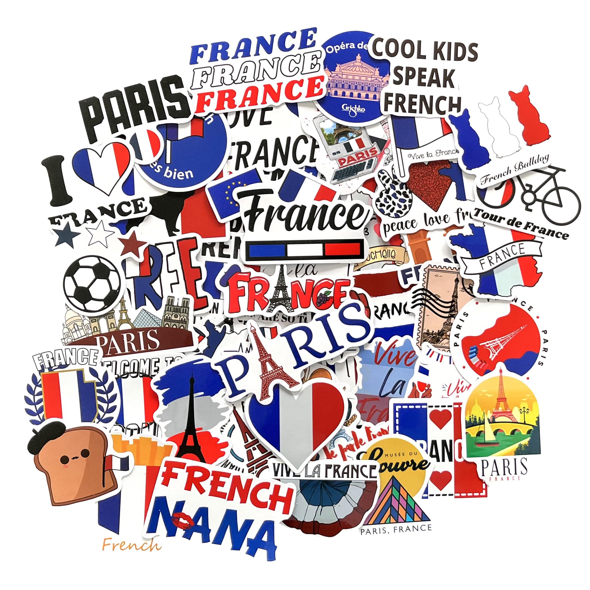 Tarifa United Multi-Coloured French Flag Sticker Pack Paris Stickers Suitcase Stickers France Flag French Themed Presents France For Scrapbooking Paris Scrapbook Themed Decals