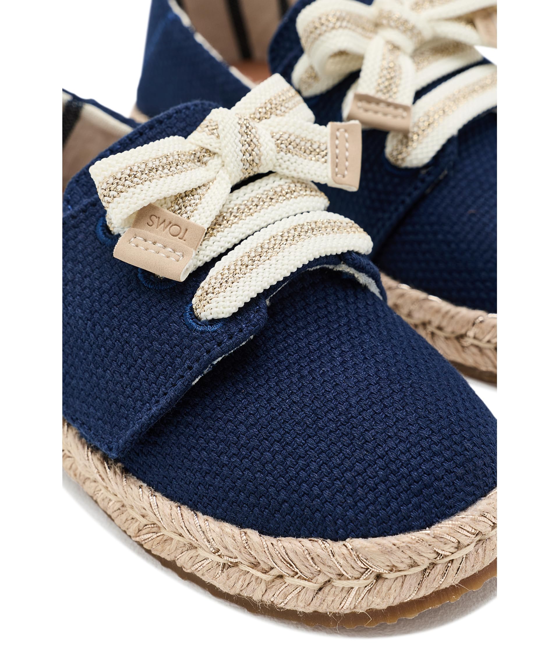 TOMS Alpargata Carolina con Cordones para niña, Tejido Azul Marino, Talla 3
