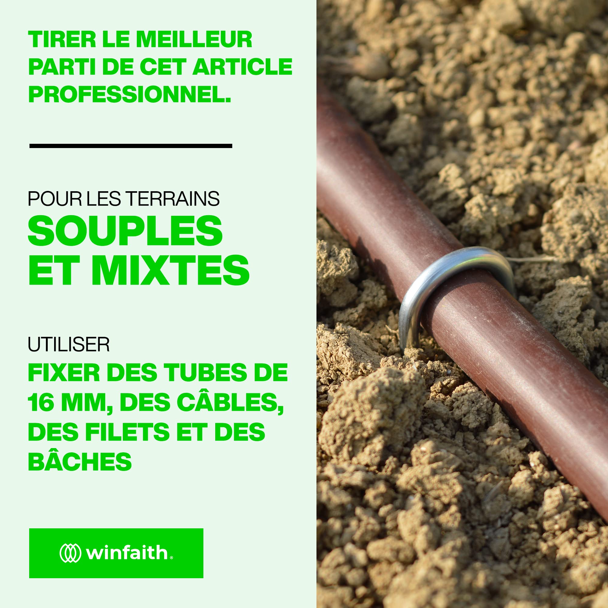 Winfaith Piquets à U Fixage des tuyaux Pièces 100 Made in Italy en Acier EN 10204 3.1 Galvanisé à Chaud – Inoxydable Jardin Gazon Artificiel Accroche - Mesures mm H150 x L30