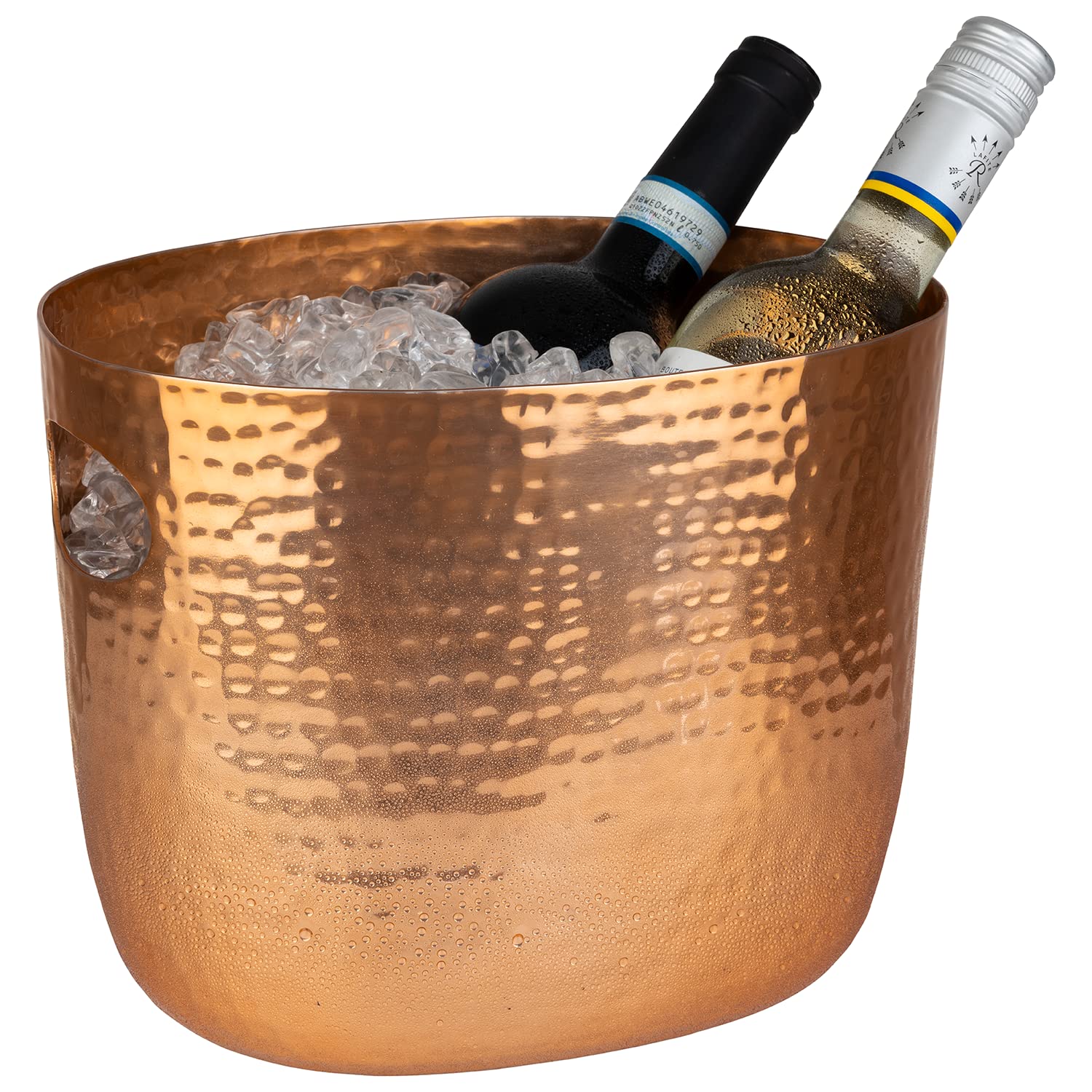 APS 36108 LARGE - Enfriador de vino y champán (aluminio, dos asas laterales, para 1-2 botellas, 25,5 x 19 x 20 cm), color cobre