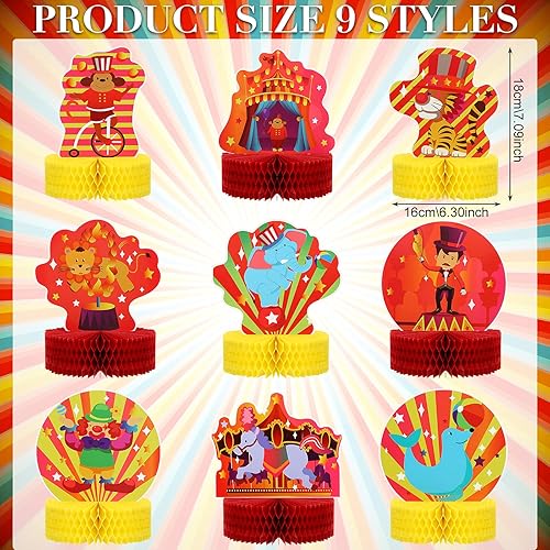 Miniatura 2 de Skylety 9 piezas de centros de mesa de animales de carnaval de circo, suministros de fiesta, decoración de mesa 3D para baby shower, fiesta temática