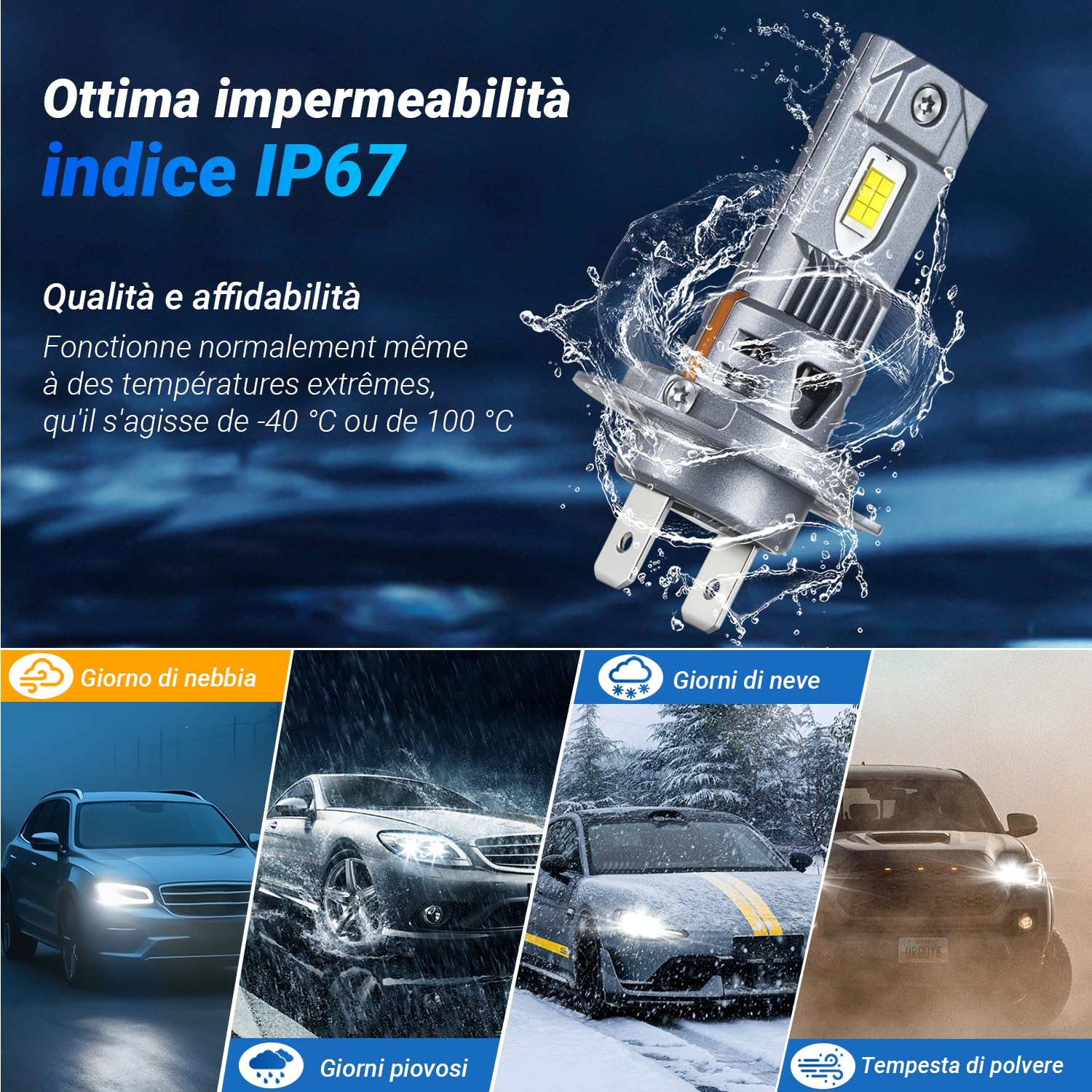 FUPE Lampadine LED H7 150W 52000LM, Kit Fari Auto 6500K Bianco Freddo con Sistema Anti-Errore CANBUS, Chip LED Alta Potenza IP67 Impermeabile, Ricambio Alogene per Auto e Moto, Confezione da 2