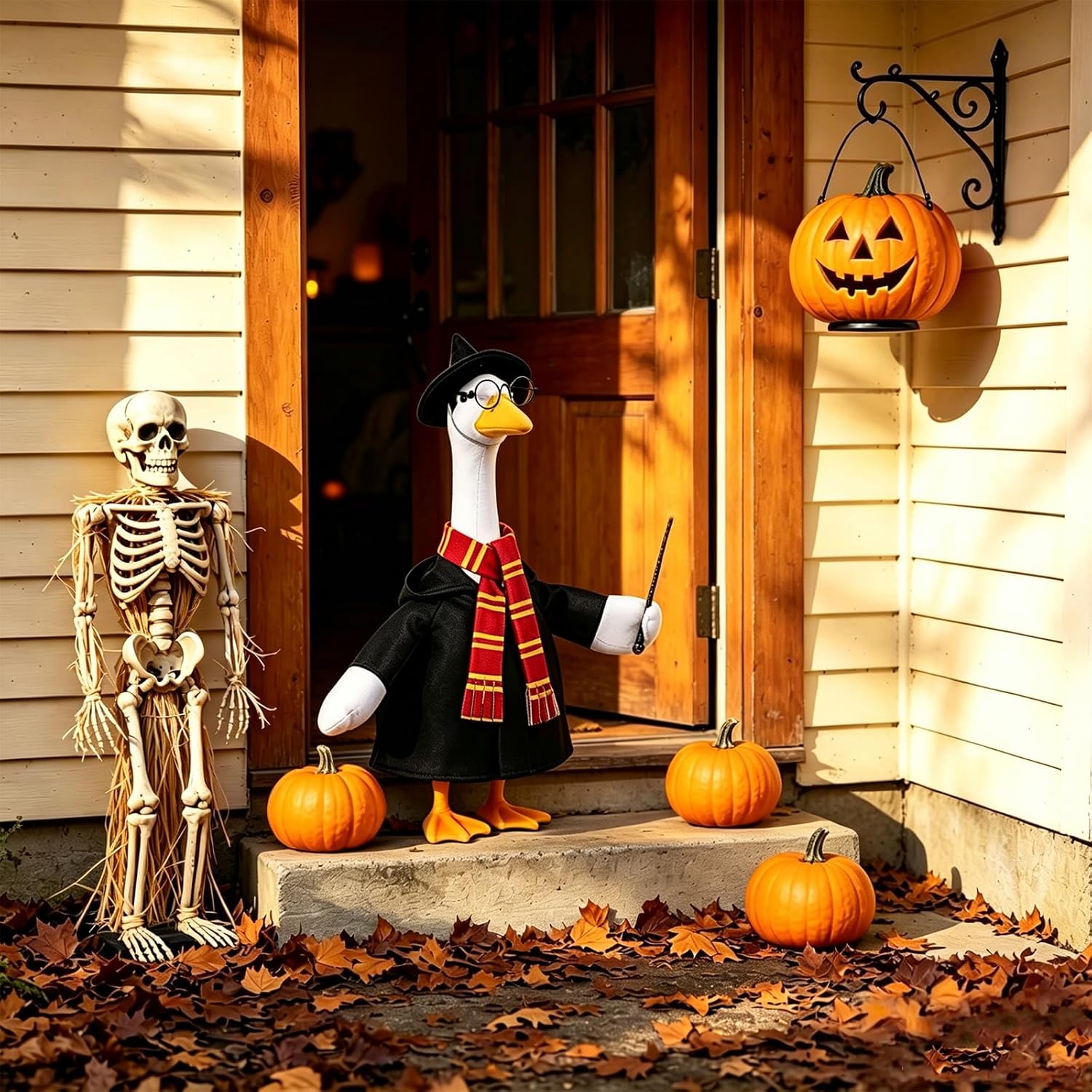4 Pcs Halloween Porch Goose Outfits for 23 Inches Garden Goose Statue image 2