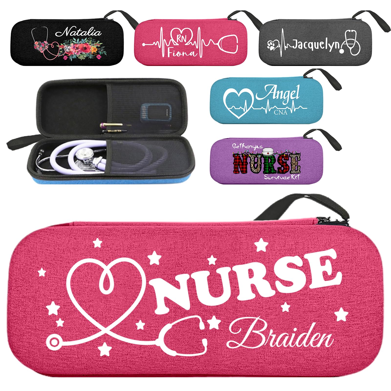 Custom Nurse Stethoscope Case Personalized Stethoscope Case with Name Customized Stethoscopes Case with Mesh Pocket Travel Case Organizer for Medical
