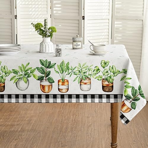 Horaldaily Mantel de verano y primavera de 60 x 104 pulgadas, rectangular, diseño de acuarela a cuadros de búfalo, para decoración de fiestas,