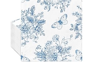 50Pcs Blue Floral Paper Napkins for Spring Summer Events