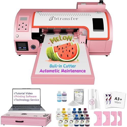 M1630 Pro Automatic Maintenance& Cutter A3 DTF Printer Bundle for T-Shirt Direct to Film Printing,White Ink Circulation Heat Transfer Home Use Machine for Fabric,Clothing(Printer,Oven,Laptop,Supplies)