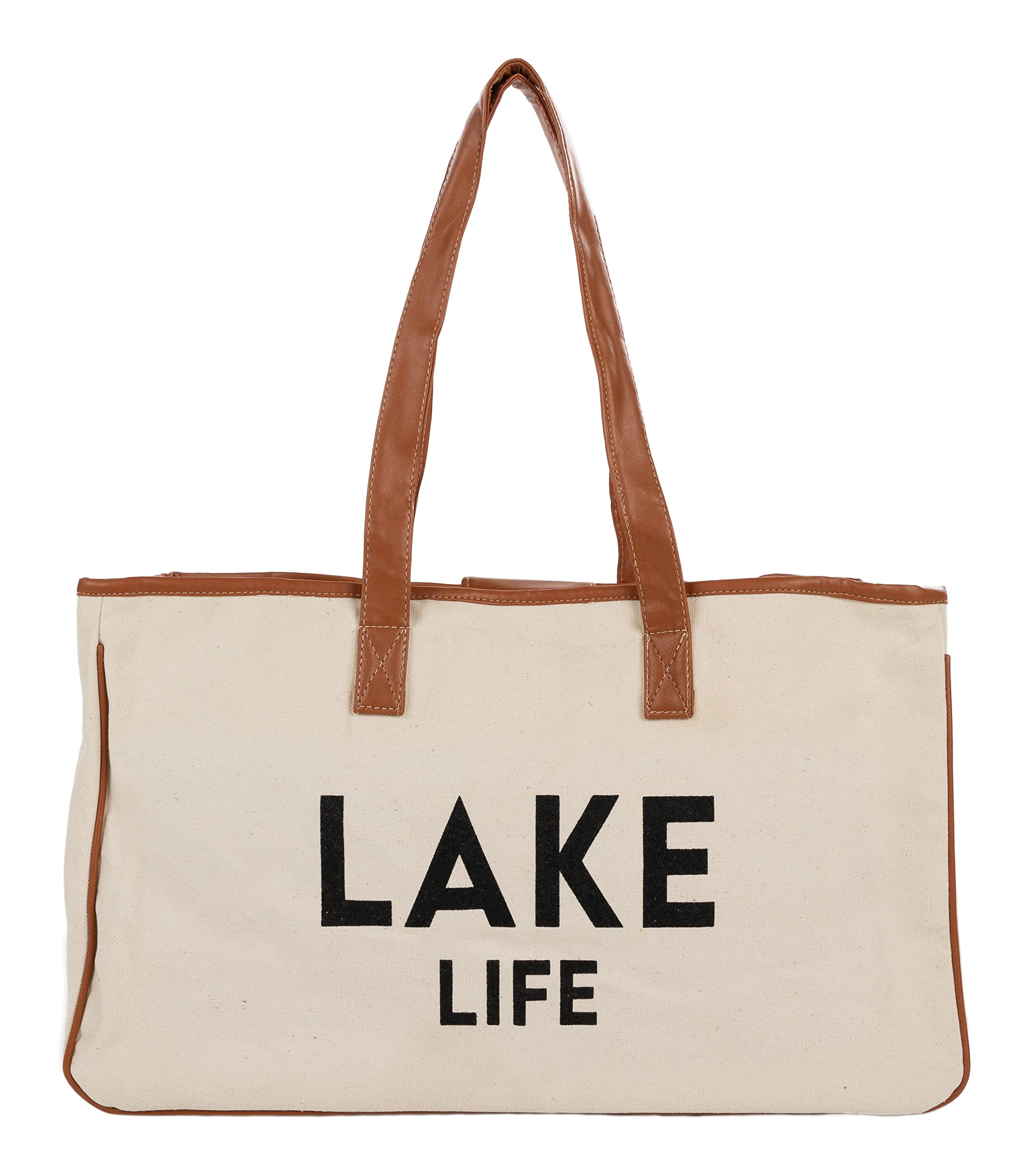 Funky Junque Large Canvas Beach Tote Bag for Women – 100% Cotton with Leather Straps, Ideal for Pool Days & Vacations