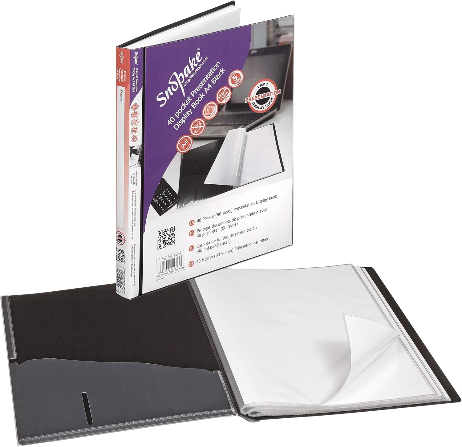 Snopake A4 Premium Presentation Display Book 40 Pockets - Black [Pack of 1] Ref: 15783