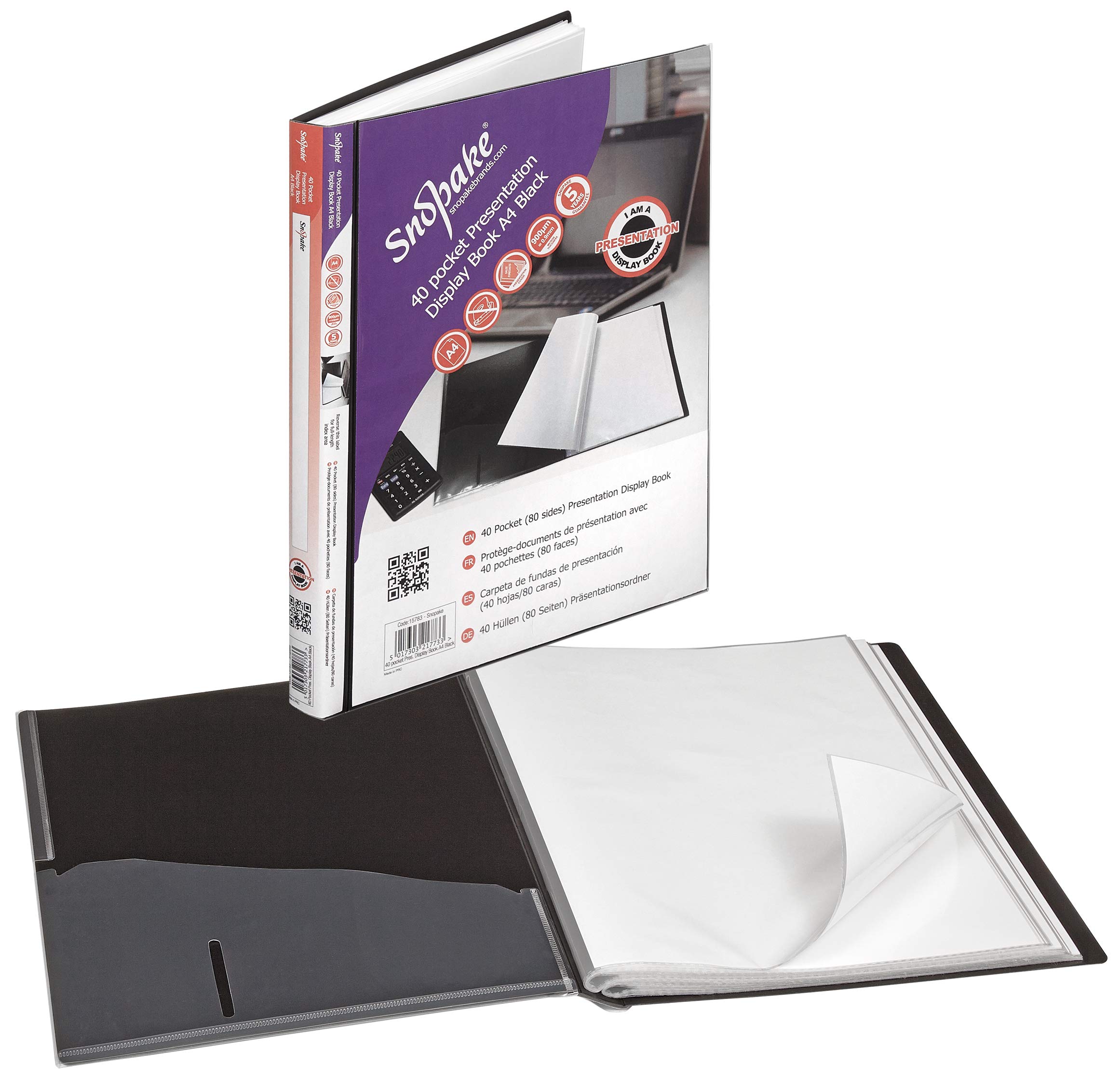 Snopake Presentation Display Book 40 Pocket 80 sides to view A4 Black-