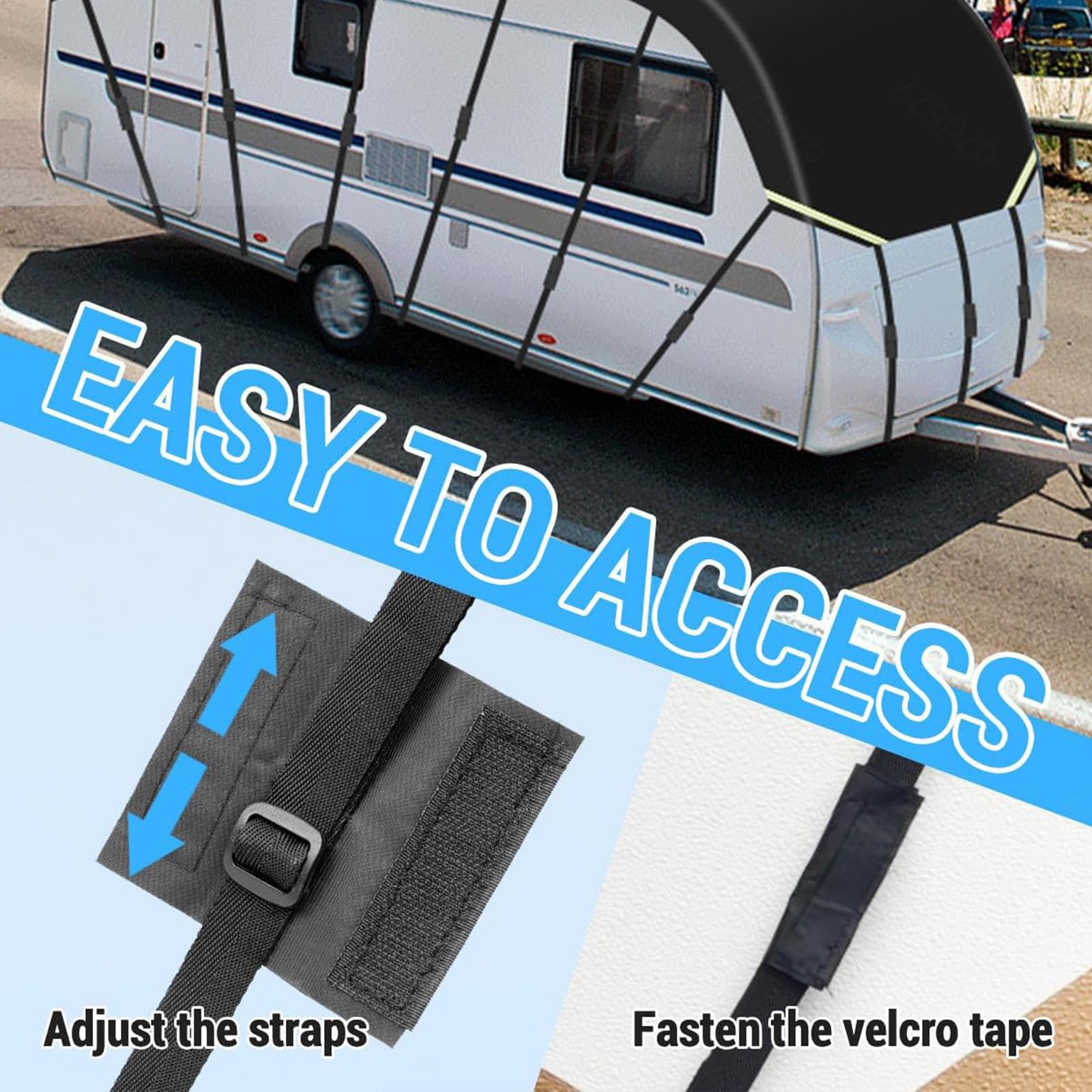 Funda Caravana Tela Oxford 210D Funda Caravana A Prueba De Viento, Lluvia Y Nieve Cubierta del Remolque Funda Autocaravana,6.5m×3m