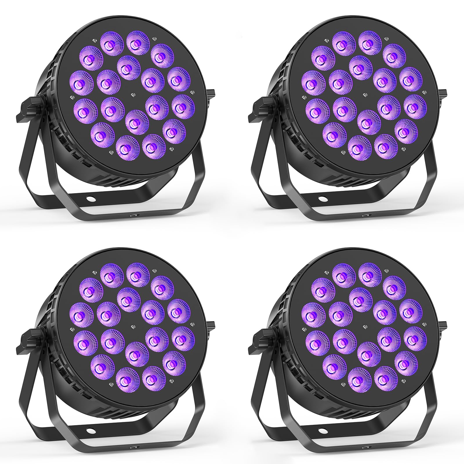Nitehop Stage Par Lights, 18X10W RGBW 4-in-1 LED DJ Par Can Light, Full Cast-Aluminum Party Uplight with Strobe Wash Effect by DMX512 & Sound Activated for Wedding Festival Event DJ Live Show - 4 Pack