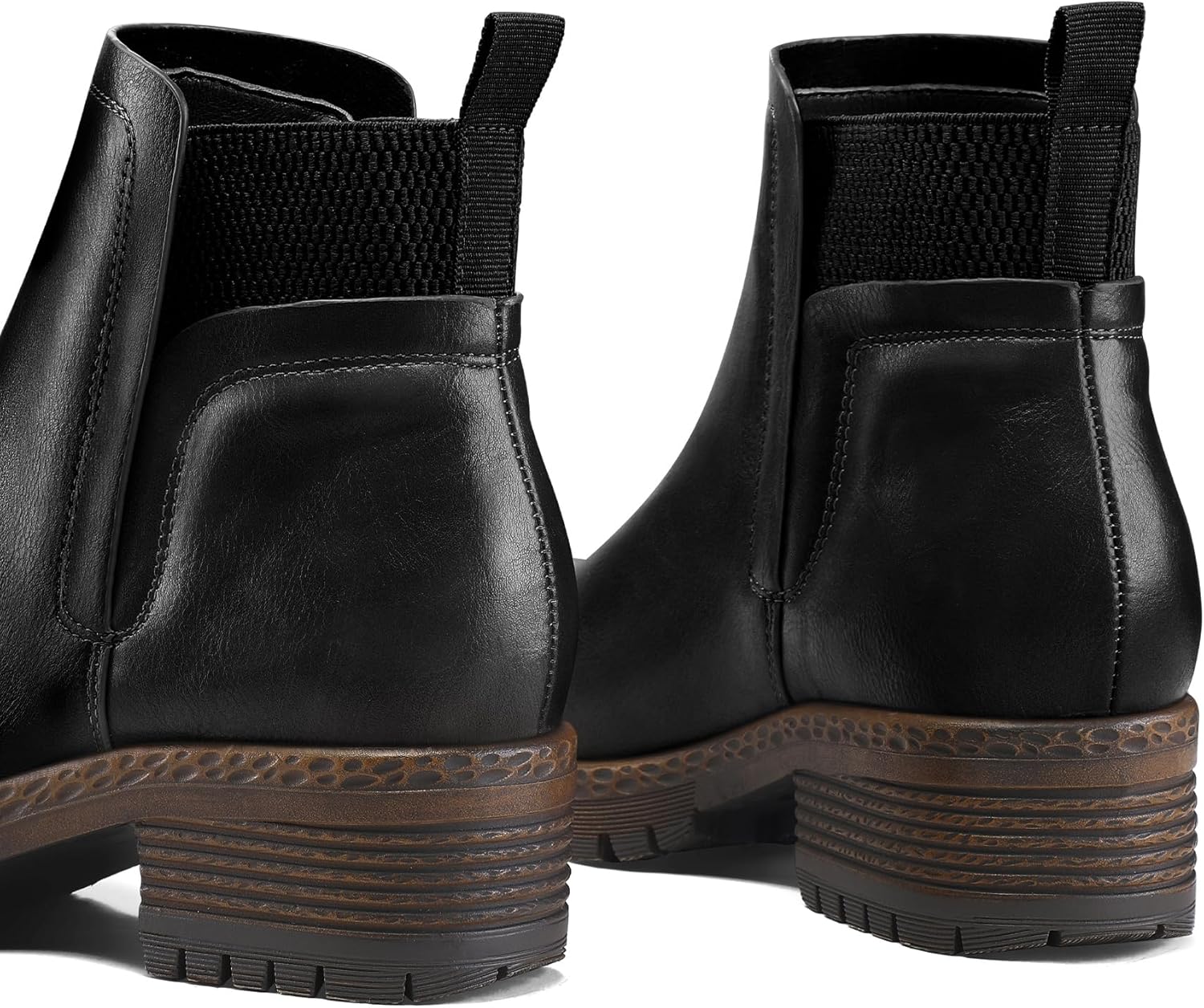 mysoft Women's Elastic Gore Lug Sole Chelsea Boots Slip On Platform Chunky Heel Ankle Booties - Image 4