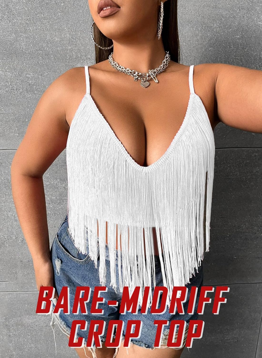 Women Plus Size Cowgirl Fringe Crop Top - Western Country Concert Outfit Rave Festival Tank Tassel Boho Rodeo Shirt - Image 2