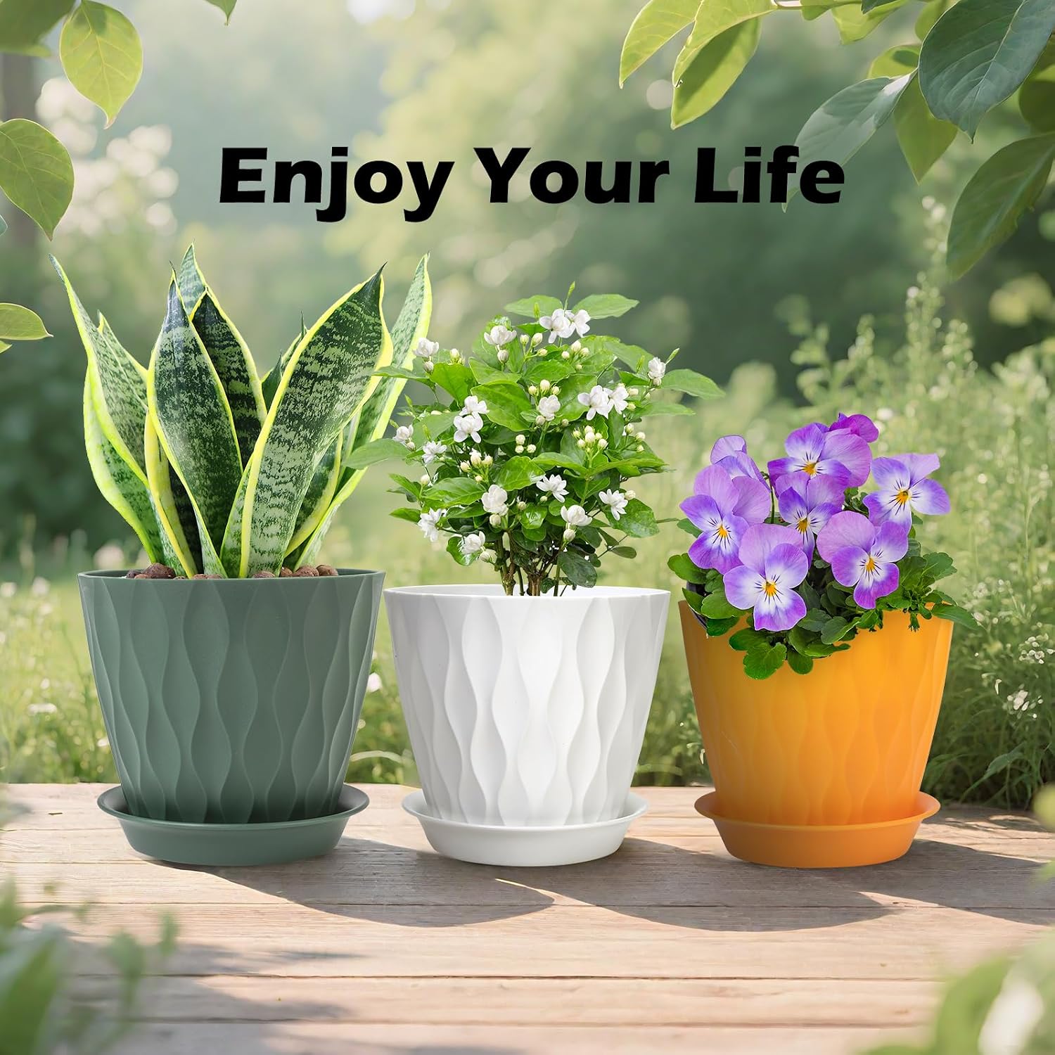GARDIFE 7 Pack Plant Pots 4-7 inch with Drainage Holes and Tray, Red image 4