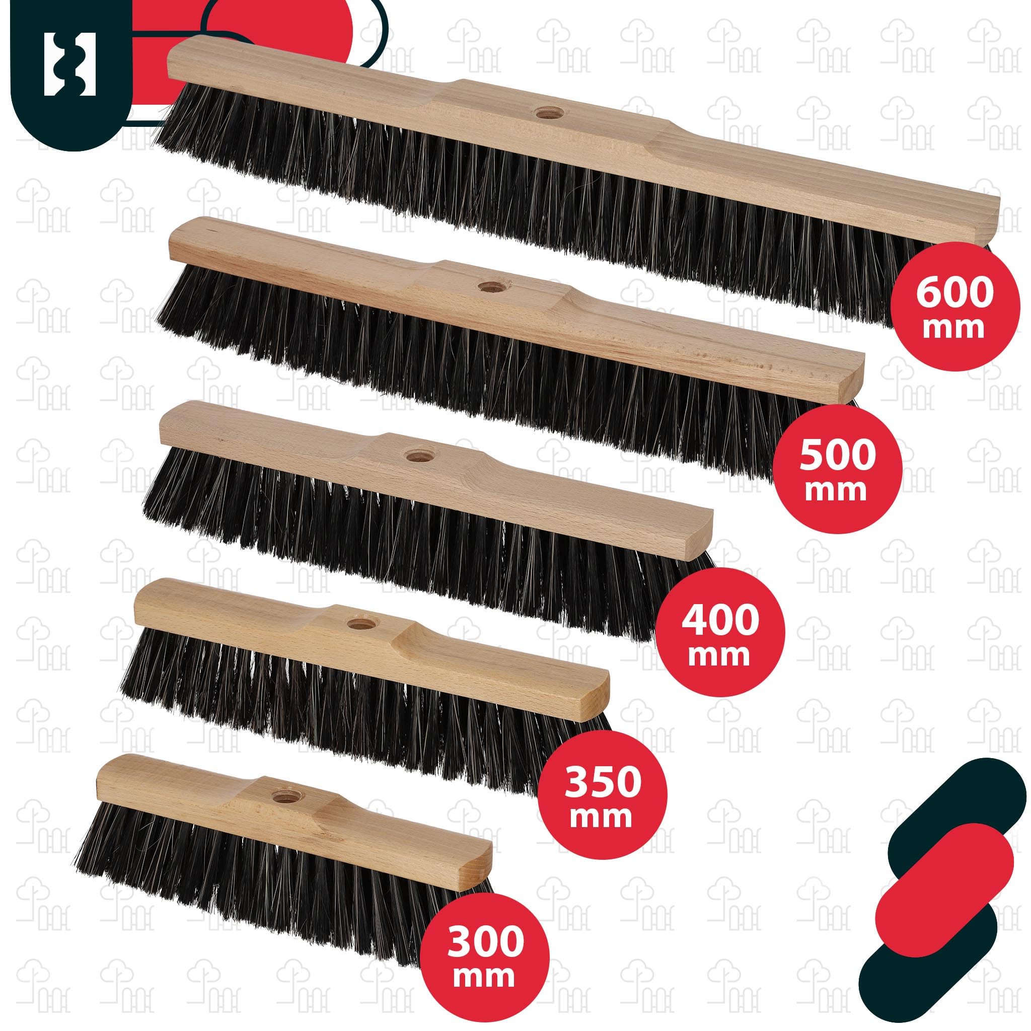 KOTARBAU® Scopa in pelo naturale, 495 mm, senza manico con filettatura a vite, scopa universale
