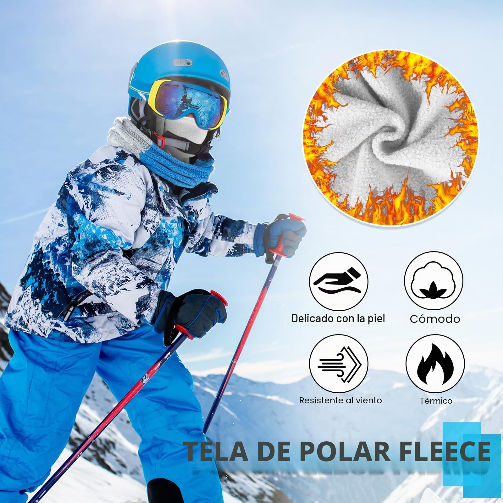 Pasamontañas Térmico Niños 4-13 Años, Invierno Multifunción Prueba de Viento Forro Polar Cálido Máscara de Esquí de Ciclismo Sombreros Gorro con Calentador de Cuello, Mascarilla para Niños Niñas