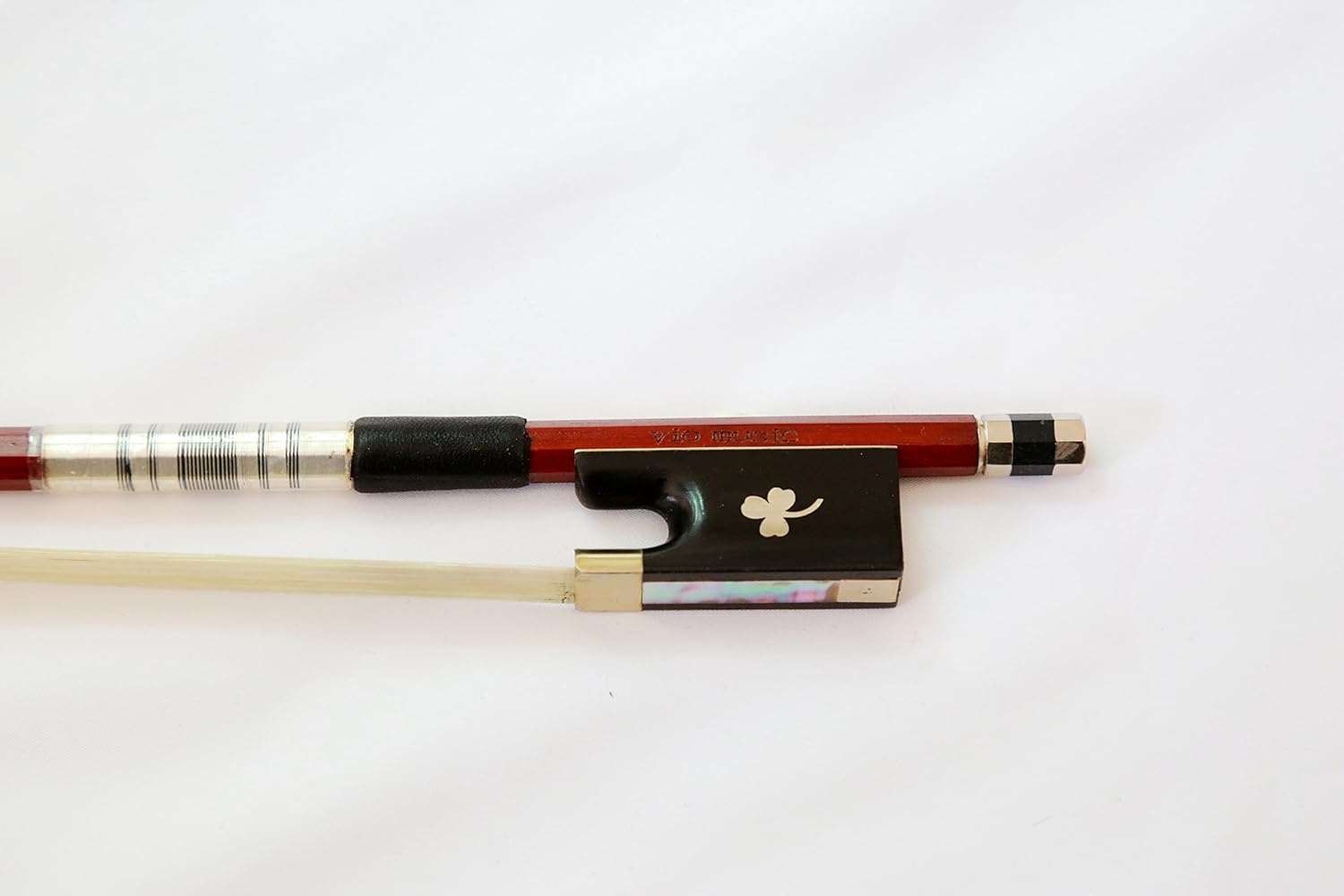 Full-size 4/4 Silver Winding Violin Bow, Fortune Leaf Inlay, Well-balanced