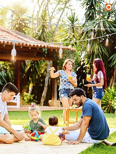 Miniatura 35 de addlon - Tira de luces LED para exteriores de 48 pies con bombillas Edison de 2 W regulables, irrompibles y filamento de grado comercial resistente