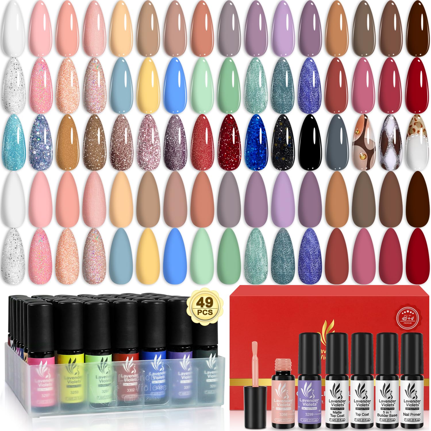 Lavender Violets Gel Nail Polish Kit with U V Light 66