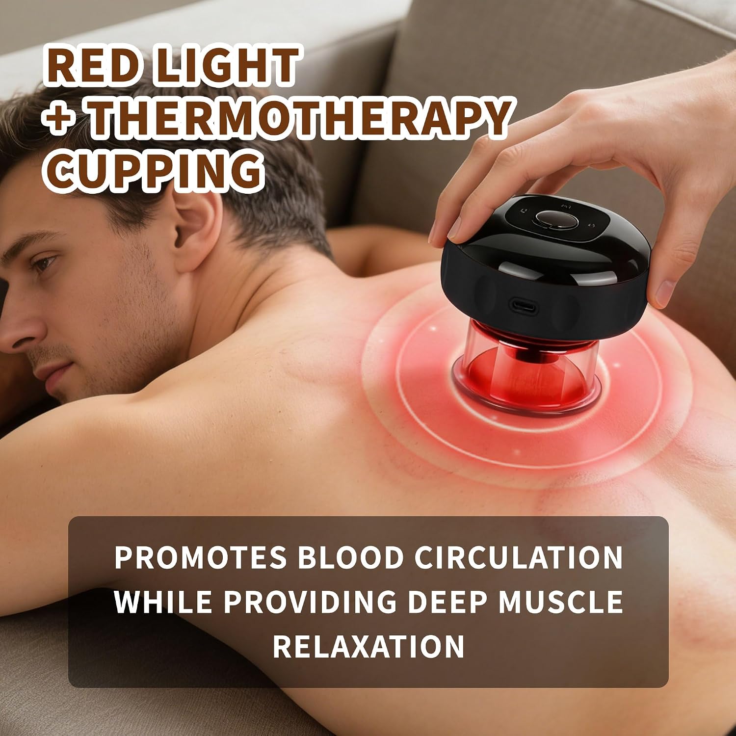 Electric Cupping Massager with Standard & Gentle Modes, 5-in-1 Suction with Red Light and Heat, 20-Level Adjustable Settings, Portable Rechargeable Cupping Set for Relaxation (Black)