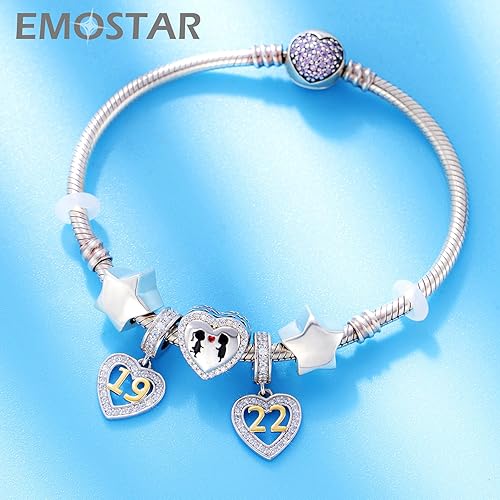 Miniatura 4 de EMOSTAR Dijes de cumpleaños de 10 a 20, 21, 22, 23, 24, 25, 28, 30, 33, 35, 40, 45, 50, 55, 60, 65, 70, 75, 80 que se ajustan a pulseras y collares