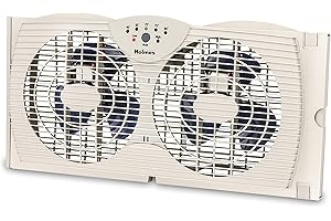 HOLMES Dual Blade Digital Window Fan with Programmable Thermostat Control
