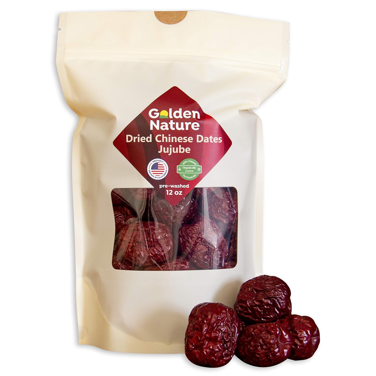 Organic Dried Chinese Dates Jujube Hong Zao 12oz Grown in California USA