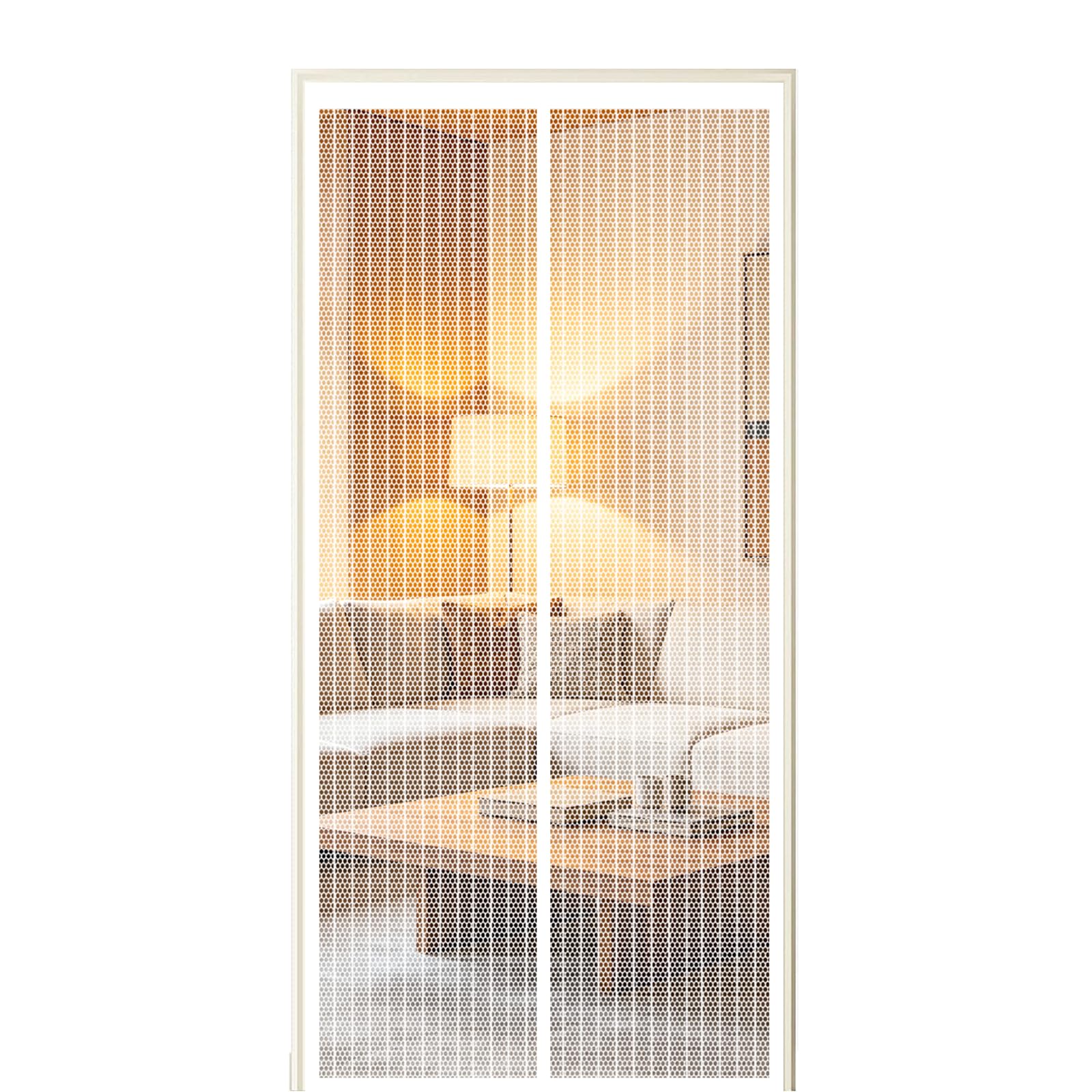 Xuehmin White Screen Door 205 X 175 Cm Self Sealing Powerful Magnets Magnetic Fly Screen Doors With Powerful Magnets & Full Frame Magic Tape Suitable For Patio Doors Balcony Bedroom,