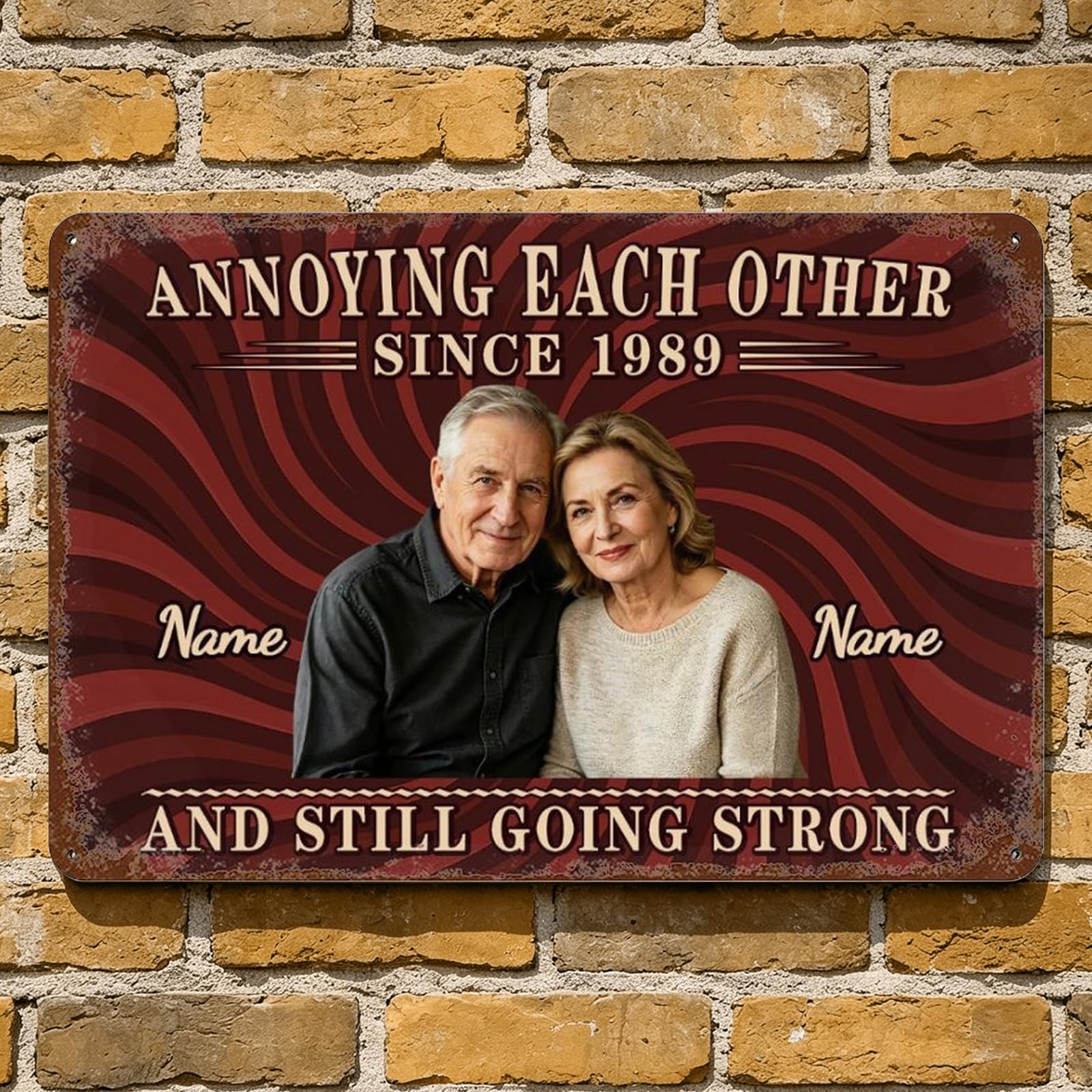 Personalized Annoying Each Other Since And Still Going Strong Couple Metal Sign Plaque Wall Art, Custom Name Old Couple Anniversary Metal Sign Home Decor Gifts For Him Her Wife Husband (style 15)