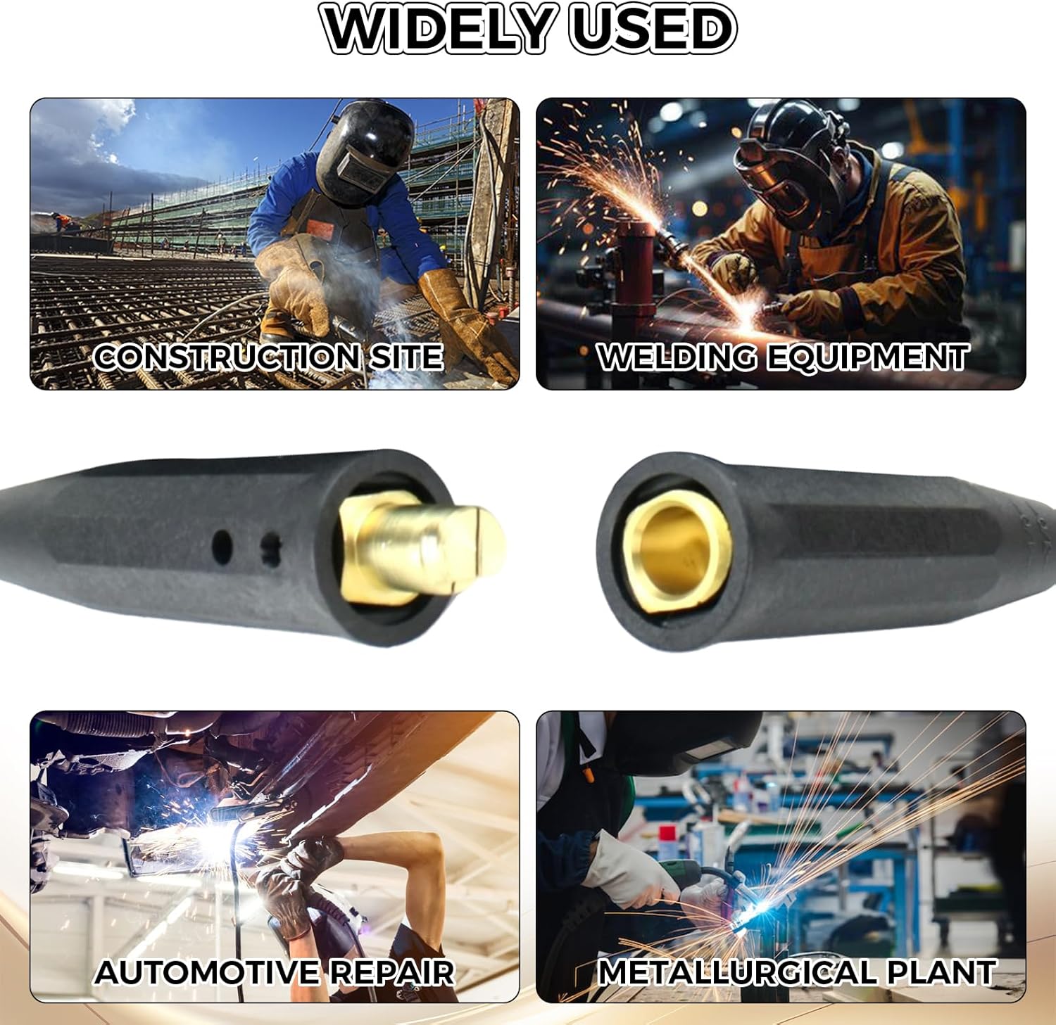 2Set LC-40 Welding Leads Cable Connector, Welding Cable Quick Connector, Male and Female Twist-Lock Welding Lead Ends Leads Cable Connectors for 1/0 and 2/0 Welding Cable Capacity 350 Amp 50-70 SQ-MM