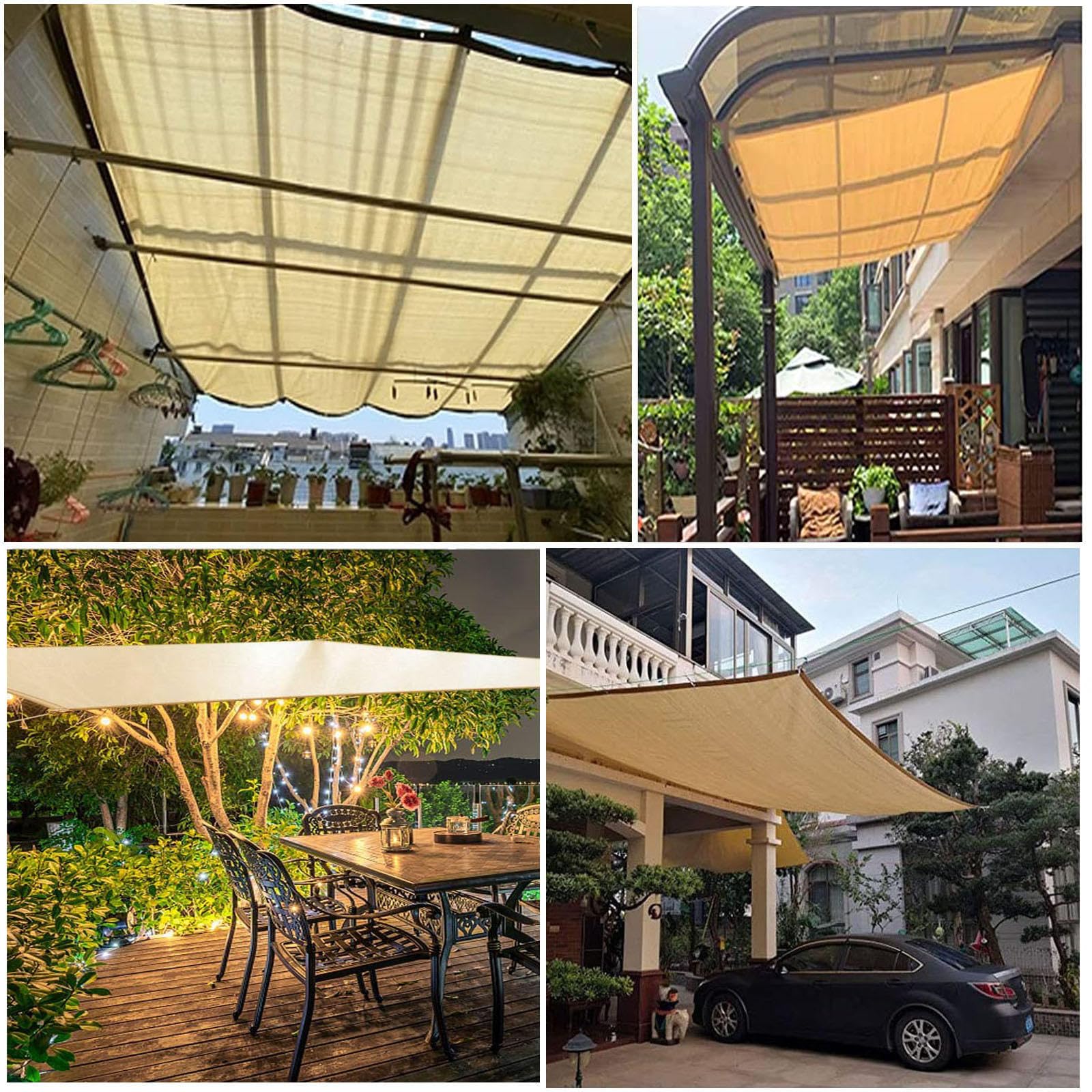 Giardino Panno Ombreggiante Telo Ombra Rete Parasole con Protezione Solare Ombreggiante Occhiellato Protezione Raggi UV 90%-95% Copertura Serra Giardino Tetto Piscina,beige-4x5m