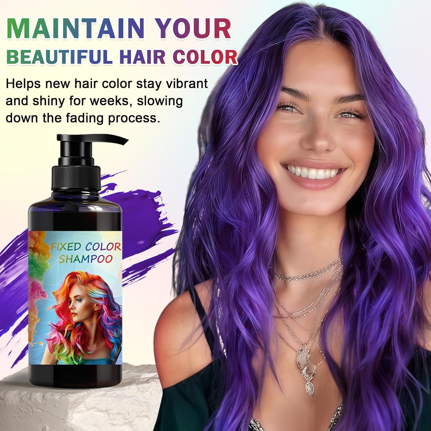 Color Depositing Shampoo 3-in-1 Purple Color Depositing Conditioner,Semi Permanent Hair Color Conditioner,Reduce Fading and Prolong Color Vibrancy - Image 7