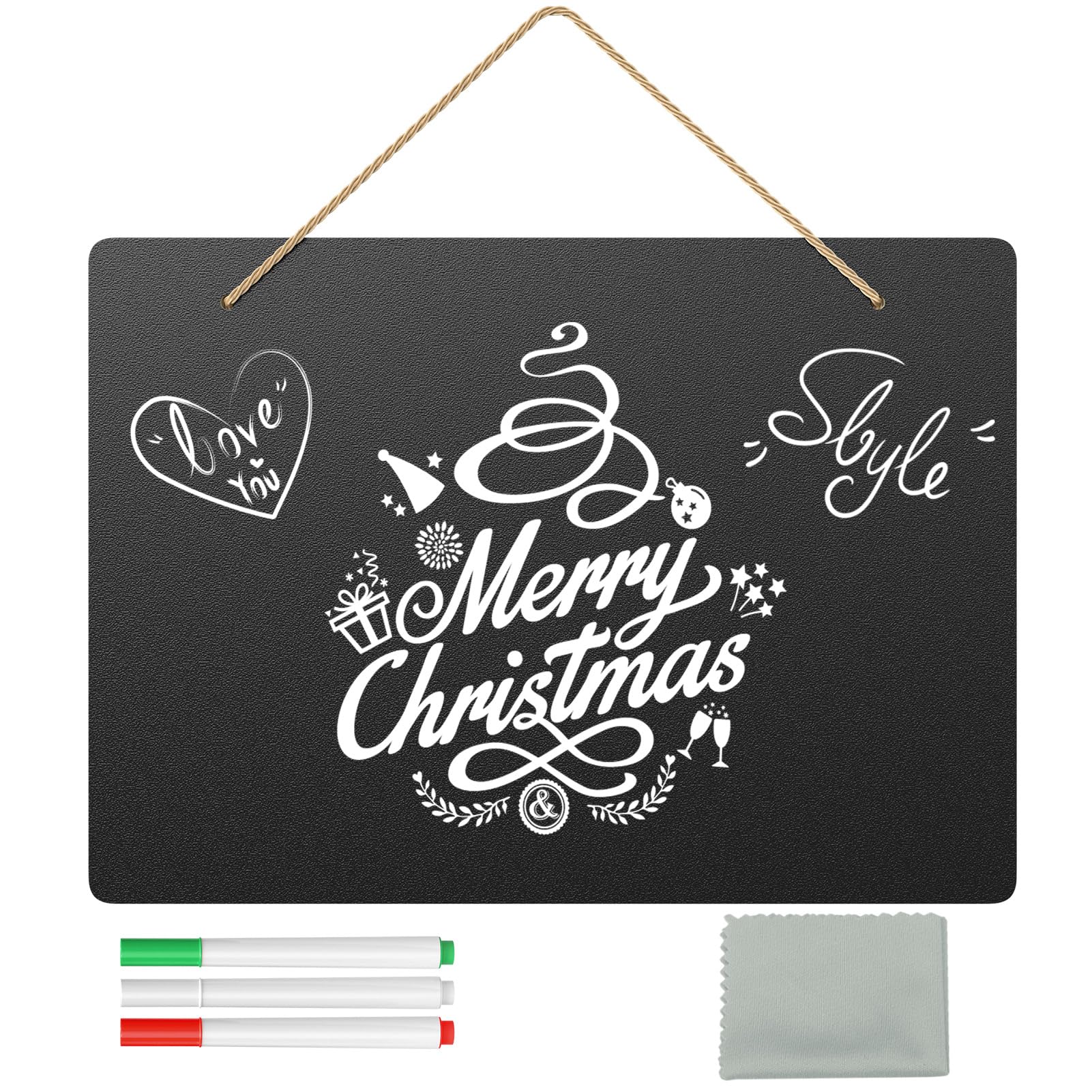 Double-Sided Wedding Chalkboard Sign With Hanging String - Vintage - View #7